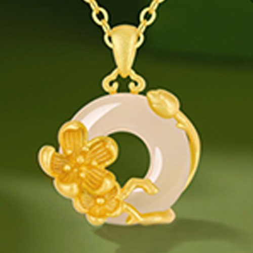 Chalcedony 925 Silver Peace Buckle Flowers Necklace Chalcedony 925 Silver Peace Buckle Flowers Necklace