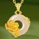 Chalcedony 925 Silver Peace Buckle Flowers Necklace Chalcedony 925 Silver Peace Buckle Flowers Necklace