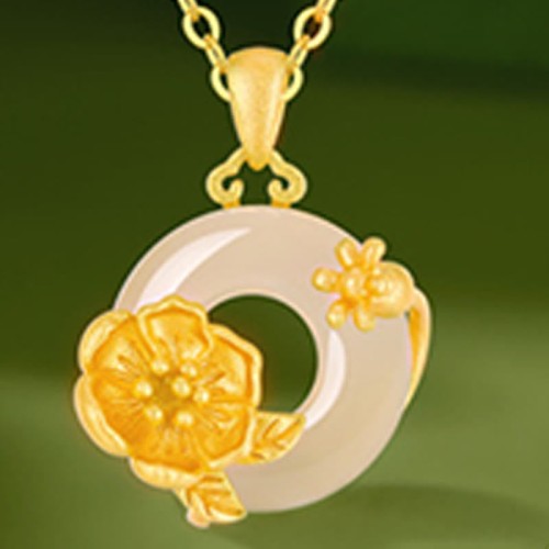 Chalcedony 925 Silver Peace Buckle Flowers Necklace Chalcedony 925 Silver Peace Buckle Flowers Necklace