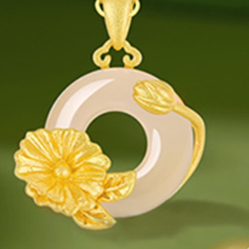 Chalcedony 925 Silver Peace Buckle Flowers Necklace Chalcedony 925 Silver Peace Buckle Flowers Necklace