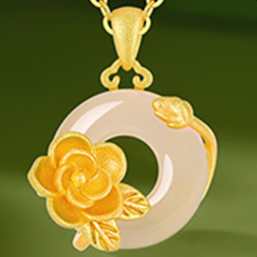 Chalcedony 925 Silver Peace Buckle Flowers Necklace Chalcedony 925 Silver Peace Buckle Flowers Necklace