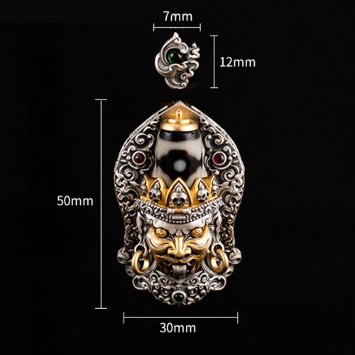 925 Silver Zakiram Goddess of Wealth Dzi Bead Necklace 925 Silver Zakiram Goddess of Wealth Dzi Bead Necklace