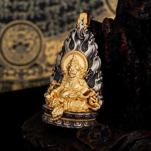 Tibet Yellow Jambhala God of Wealth Necklace