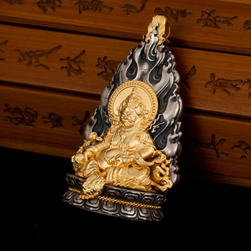 Tibet Yellow Jambhala God of Wealth Necklace