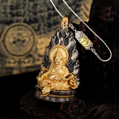 Tibet Yellow Jambhala God of Wealth Necklace