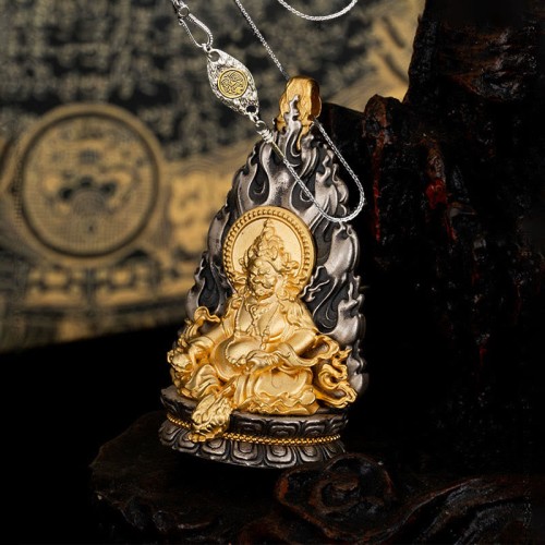 Tibet Yellow Jambhala God of Wealth Necklace