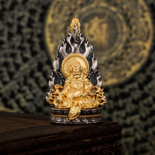Tibet Yellow Jambhala God of Wealth Necklace