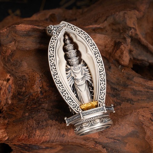 Sterling Silver Thousand-armed Guanyin Wealth Necklace Pendant Sterling Silver Thousand-armed Guanyin Wealth Necklace Pendant