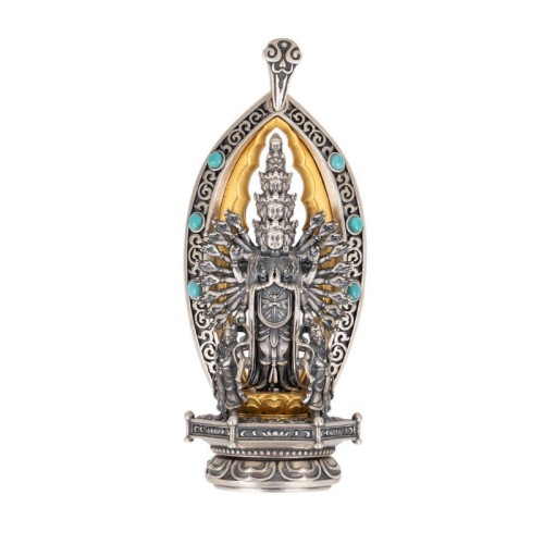 Sterling Silver Thousand-armed Guanyin Wealth Necklace Pendant Sterling Silver Thousand-armed Guanyin Wealth Necklace Pendant
