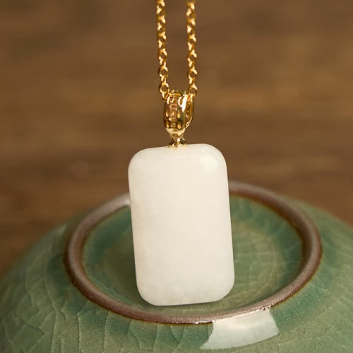 Hetian Jade Silver Prosperity Necklace Hetian Jade Silver Prosperity Necklace