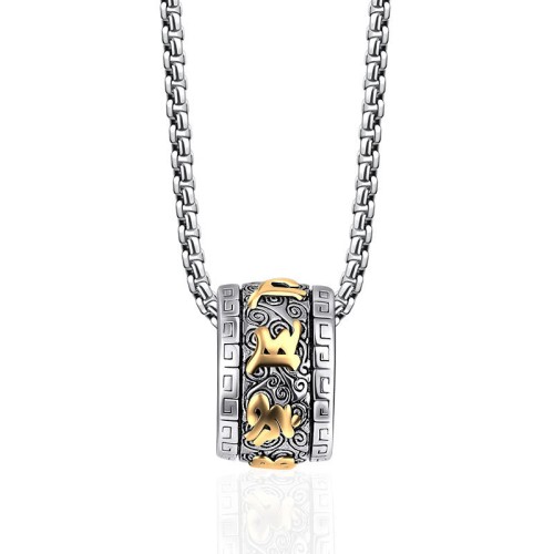 Om Mani Padme Hum Titanium Steel Peace Necklace Pendant