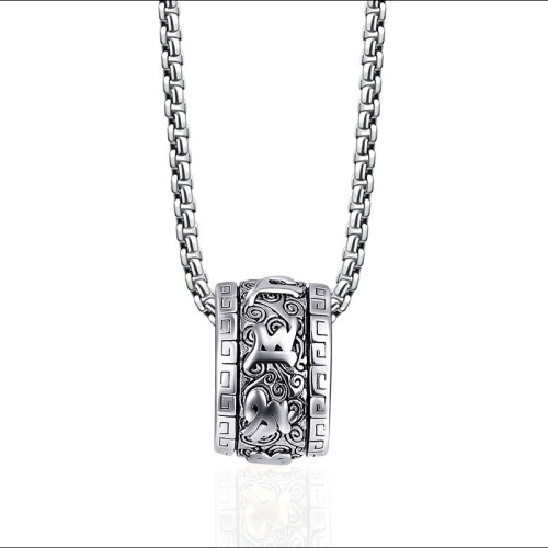 Om Mani Padme Hum Titanium Steel Peace Necklace Pendant