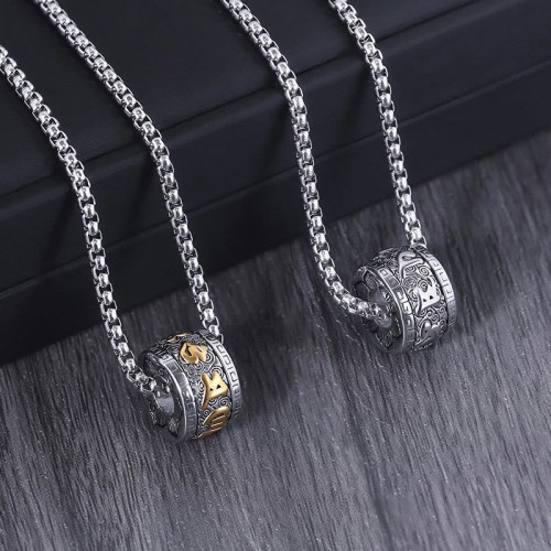 Om Mani Padme Hum Titanium Steel Peace Necklace Pendant