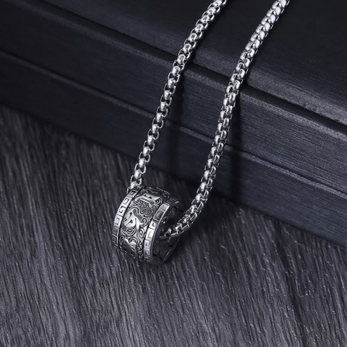 Om Mani Padme Hum Titanium Steel Peace Necklace Pendant