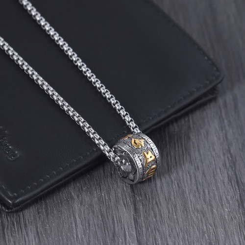 Om Mani Padme Hum Titanium Steel Peace Necklace Pendant