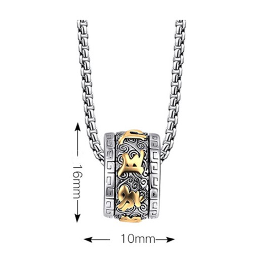 Om Mani Padme Hum Titanium Steel Peace Necklace Pendant