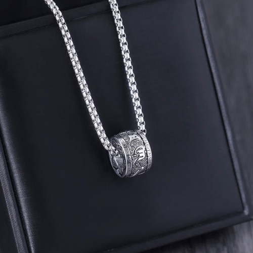 Om Mani Padme Hum Titanium Steel Peace Necklace Pendant