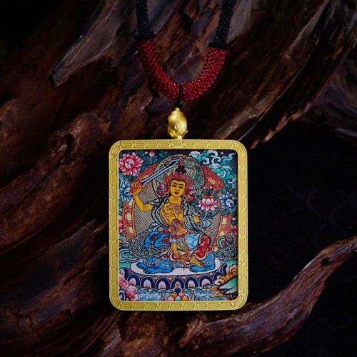 Tibetan Zakiram Nine-Tailed Fox Wealth Thangka Pendant Tibetan Zakiram Nine-Tailed Fox Wealth Thangka Pendant