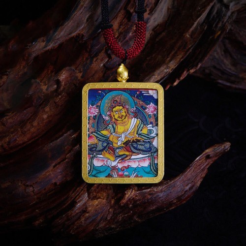 Tibetan Zakiram Nine-Tailed Fox Wealth Thangka Pendant Tibetan Zakiram Nine-Tailed Fox Wealth Thangka Pendant