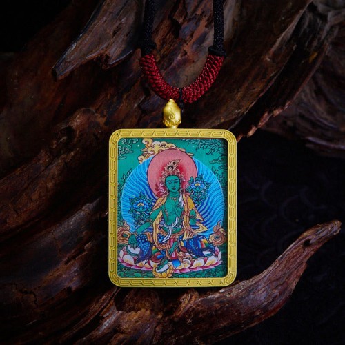 Tibetan Zakiram Nine-Tailed Fox Wealth Thangka Pendant Tibetan Zakiram Nine-Tailed Fox Wealth Thangka Pendant