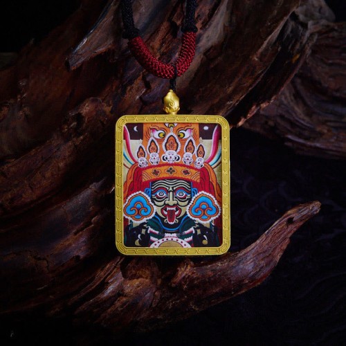 Tibetan Zakiram Nine-Tailed Fox Wealth Thangka Pendant Tibetan Zakiram Nine-Tailed Fox Wealth Thangka Pendant