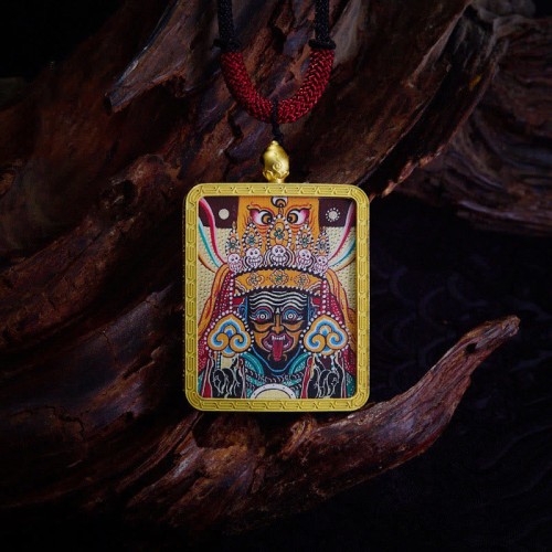 Tibetan Zakiram Nine-Tailed Fox Wealth Thangka Pendant Tibetan Zakiram Nine-Tailed Fox Wealth Thangka Pendant