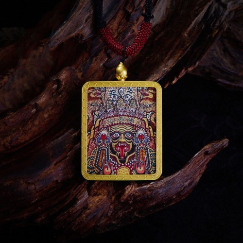 Tibetan Zakiram Nine-Tailed Fox Wealth Thangka Pendant Tibetan Zakiram Nine-Tailed Fox Wealth Thangka Pendant