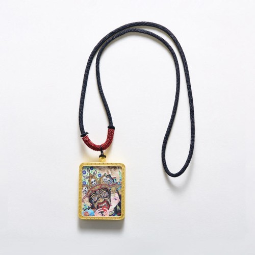 Tibetan Zakiram Nine-Tailed Fox Wealth Thangka Pendant Tibetan Zakiram Nine-Tailed Fox Wealth Thangka Pendant