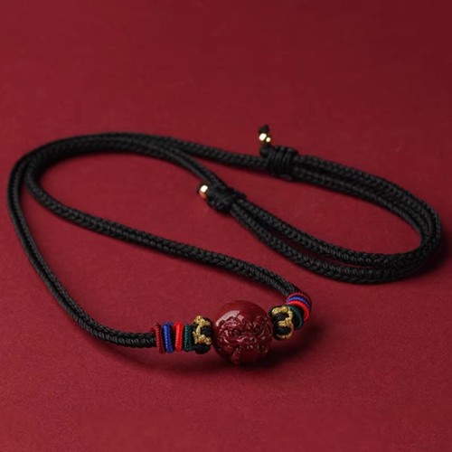 Cinnabar Zodiac Black String Blessing Necklace Cinnabar Zodiac Black String Blessing Necklace