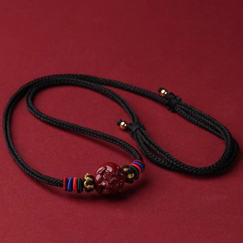 Cinnabar Zodiac Black String Blessing Necklace Cinnabar Zodiac Black String Blessing Necklace