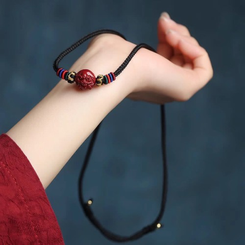Cinnabar Zodiac Black String Blessing Necklace Cinnabar Zodiac Black String Blessing Necklace