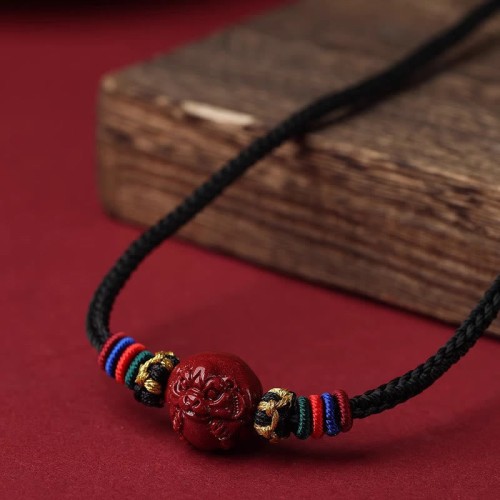 Cinnabar Zodiac Black String Blessing Necklace Cinnabar Zodiac Black String Blessing Necklace