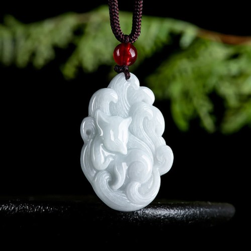 Natural Jade Nine-Tailed Fox Luck Necklace Natural Jade Nine-Tailed Fox Luck Necklace