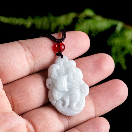 Natural Jade Nine-Tailed Fox Luck Necklace Natural Jade Nine-Tailed Fox Luck Necklace
