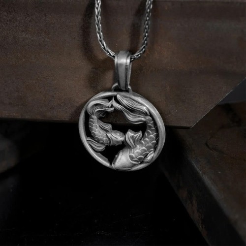 Pure Tin Double Koi Fish Wealth Necklace Pendant Pure Tin Double Koi Fish Wealth Necklace Pendant