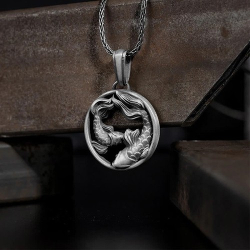 Pure Tin Double Koi Fish Wealth Necklace Pendant Pure Tin Double Koi Fish Wealth Necklace Pendant