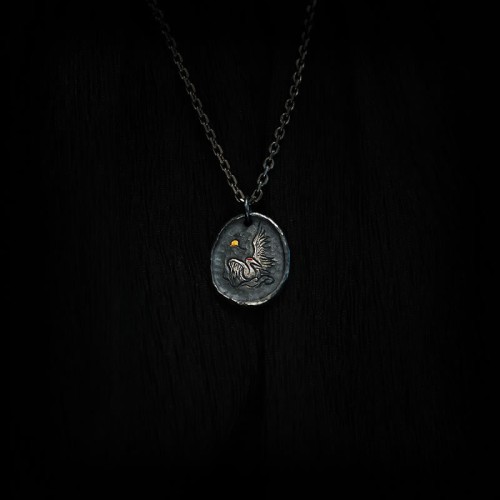 Sterling Silver Gold Crane Auspicious Clouds Pendant Necklace Sterling Silver Gold Crane Auspicious Clouds Pendant Necklace