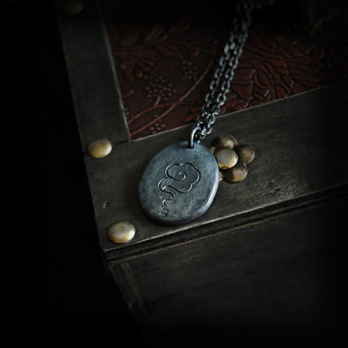 Sterling Silver Gold Crane Auspicious Clouds Pendant Necklace Sterling Silver Gold Crane Auspicious Clouds Pendant Necklace
