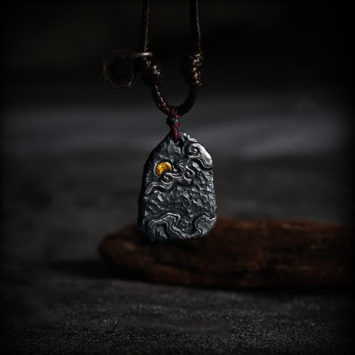 Sterling Silver Gold Auspicious Clouds Protection Necklace