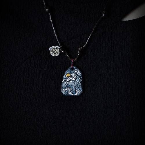 Sterling Silver Gold Auspicious Clouds Protection Necklace
