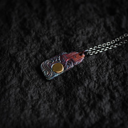 Sterling Silver 24K Gold Waves Sun Balance Necklace Sterling Silver 24K Gold Waves Sun Balance Necklace
