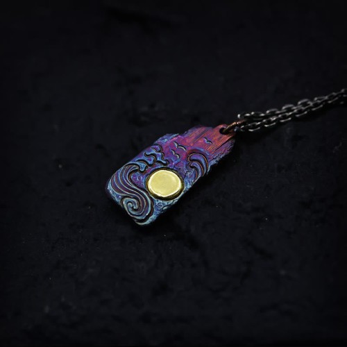 Sterling Silver 24K Gold Waves Sun Balance Necklace Sterling Silver 24K Gold Waves Sun Balance Necklace