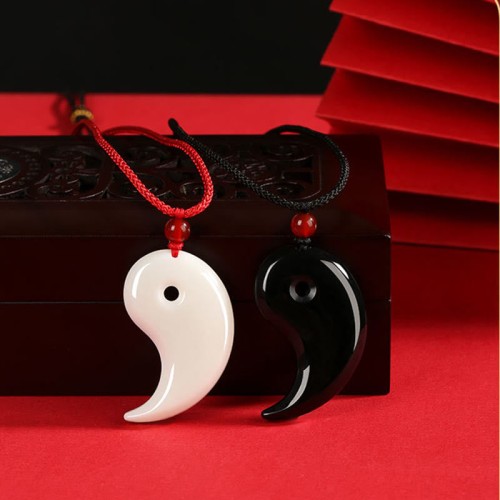 Yin Yang Tai Chi Hetian Jade Luck Necklace Pendant