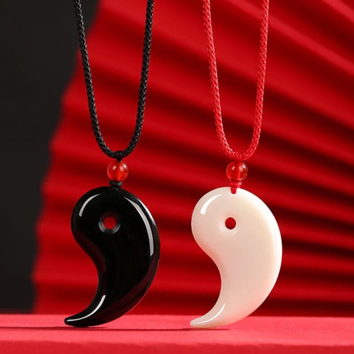 Yin Yang Tai Chi Hetian Jade Luck Necklace Pendant