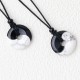 Black Obsidian White Turquoise Yin Yang Strength Necklace Black Obsidian White Turquoise Yin Yang Strength Necklace