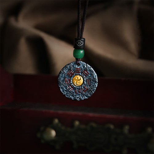 999 Silver 24k Gold Tai Chi Bagua Yin Yang Necklace
