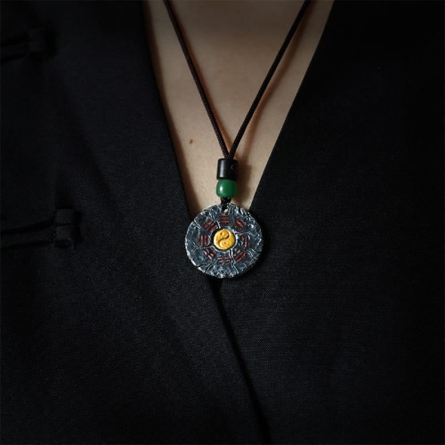 999 Silver 24k Gold Tai Chi Bagua Yin Yang Necklace