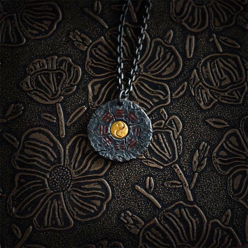 999 Silver 24k Gold Tai Chi Bagua Yin Yang Necklace