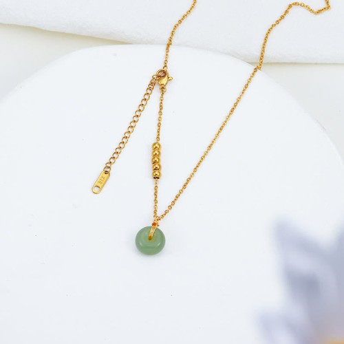 Peace Buckle White Jade Cyan Jade Happiness Necklace