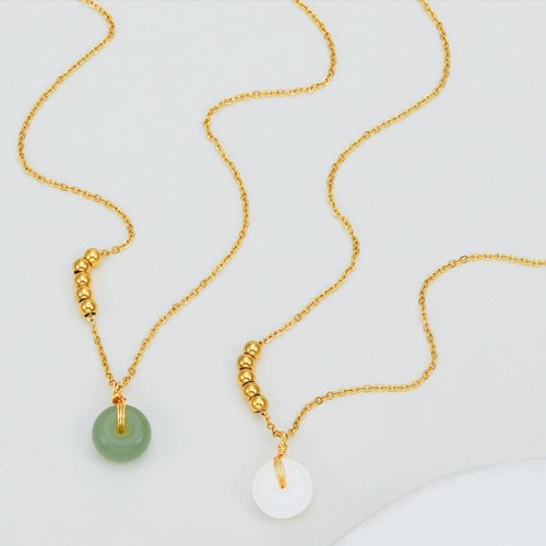Peace Buckle White Jade Cyan Jade Happiness Necklace